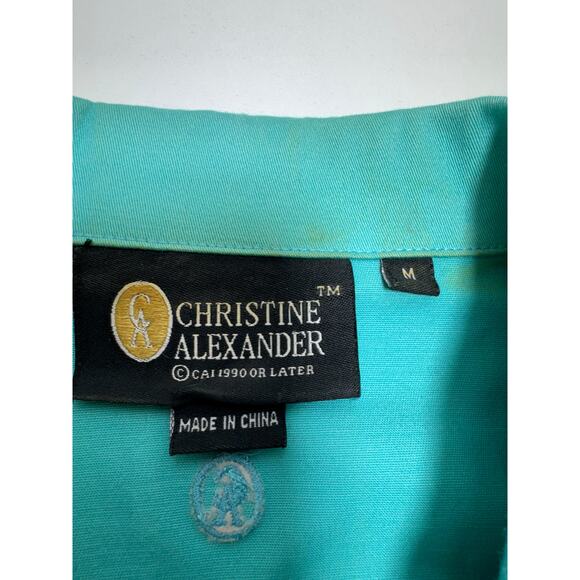 Christine Alexander Jacket Blazer Women’s M Teal Rhinestone Embellished Bling - Picture 7 of 12